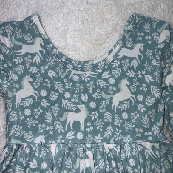 Play by Little Sleepies Girl 5 Unicorn Garden Twirl Dress Mint White Long Sleeve - Picture 8 of 12